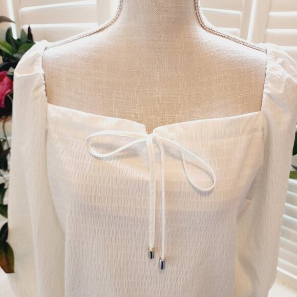 ELIZABETH AND JAMES WHITE BALLOON SLEEVE BLOUSE LARGE - Picture 5 of 7